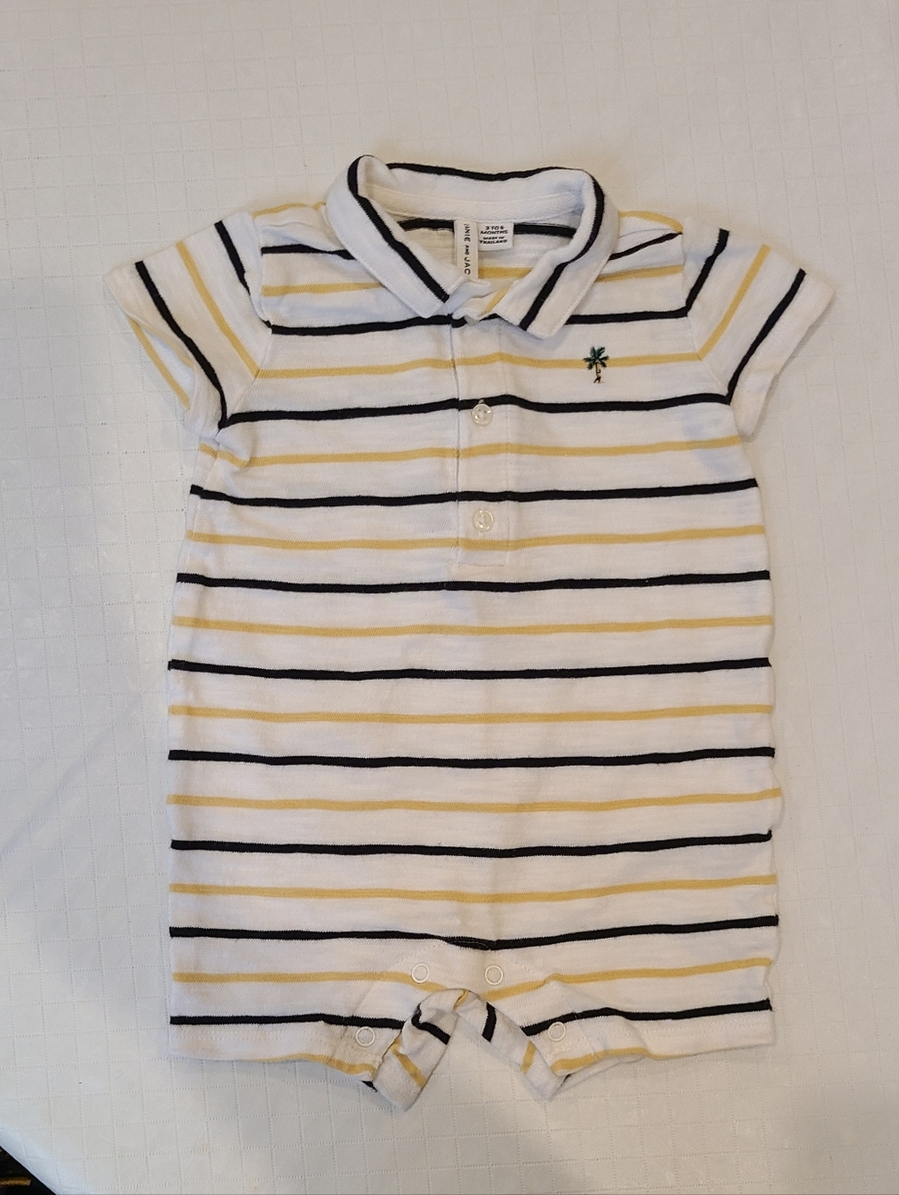 Janie and Jack Striped Romper with Palm Tree